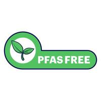 The PFAS Free Badge concept which has various leaf motifs indicates that the product is free of chemicals and safe for the environment. PFAS free label. Proper nutrition, healthy eating. Flat . vector