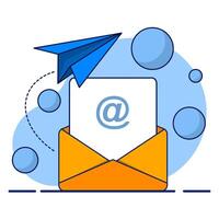 Concept of order, newsletter, email subscription. new message orders, minimal email sending, email subscriptions to send newsletters for promotions and product updates, online communications. vector