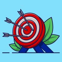 The concept of a target arrow in the middle shows perfect achievement or success. Marketing time concept. Targeting businesses. Red target and arrow, archery target and arrow, illustration. vector