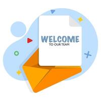 greeting card template concept, welcome to our team, new team member, welcome word, greeting concept, Join our team sign. Flat style. icon, graphic element for landing page, ui, banner. vector
