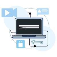 Concept of cyber data security, internet security or information privacy. Personal data security, data and information management, monitoring, control. flat illustration. vector