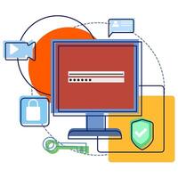 Concept of cyber data security, internet security or information privacy. Personal data security, data and information management, monitoring, control. flat illustration. vector
