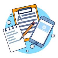 Online Education Concept. e-learning, online education at home. study or meet online via teleconferencing, internet classes, online teaching. tutorials. flat illustration on background. vector