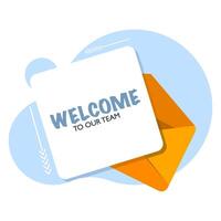 greeting card template concept, welcome to our team, new team member, welcome word, greeting concept, Join our team sign. Flat style. icon, graphic element for landing page, ui, banner. vector