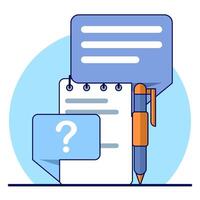 Concept what would you ask, send criticism and suggestions, review, type or write question button, Question and Answer, flat design illustration on background. vector