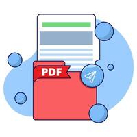 concept of sharing or sending in PDF document file format. Transfer files from computer folder to folder. PDF Document File Transfer. file sharing, simple elements, icons, logos, symbols, signs. vector