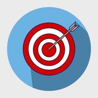 The concept of a target arrow in the middle shows perfect achievement or success. Marketing time concept. Targeting businesses. Red target and arrow, archery target and arrow, illustration. vector
