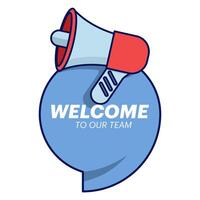 greeting card template concept, welcome to our team, new team member, welcome word, greeting concept, Join our team sign. Flat style. icon, graphic element for landing page, ui, banner. vector