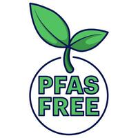 The PFAS Free Badge concept which has various leaf motifs indicates that the product is free of chemicals and safe for the environment. PFAS free label. Proper nutrition, healthy eating. Flat . vector