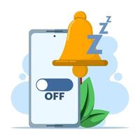 concept of turning off notification messages. do not disturb mode, silent profile on the device. Zero notification, modern graphic element for landing page, ui, etc. flat design illustration. vector