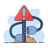 Plug error concept, Electrical socket with plug. cable disconnected. Connect disconnection, modern graphic element for landing page, ui, infographics, icons. flat design illustration. vector