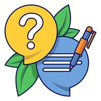Concept what would you ask, send criticism and suggestions, review, type or write question button, Question and Answer, flat design illustration on background. vector