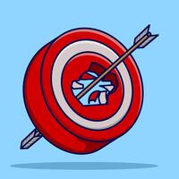 The concept of a target arrow in the middle shows perfect achievement or success. Marketing time concept. Targeting businesses. Red target and arrow, archery target and arrow, illustration. vector