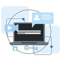Concept of cyber data security, internet security or information privacy. Personal data security, data and information management, monitoring, control. flat illustration. vector