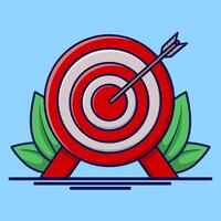 The concept of a target arrow in the middle shows perfect achievement or success. Marketing time concept. Targeting businesses. Red target and arrow, archery target and arrow, illustration. vector