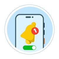the concept of a notification appears, the notification has been successfully activated or turned on. allow, activate, enable notification message, reminder concept, flat design illustration. vector