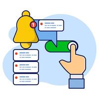 the concept of a notification appears, the notification has been successfully activated or turned on. allow, activate, enable notification message, reminder concept, flat design illustration. vector