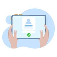Concept of mobile app account successfully registered, successful login via smart phone. modern graphic elements for pop up ui information, infographics, icons, flat design illustration. vector
