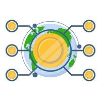 Concept of Coins and currency, Digital economy, Transactions and processing. Design elements related to stack, finance, investment, making money, loan, saving money, budget, infographic web banner. vector