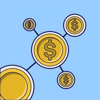 Concept of Coins and currency, Digital economy, Transactions and processing. Design elements related to stack, finance, investment, making money, loan, saving money, budget, infographic web banner. vector