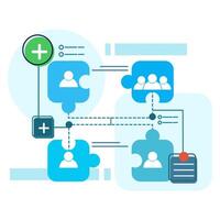 Team concept. Social connections. Human symbols are connected as a puzzle. overcoming difficulties or obstacles to achieve goals or targets, team brainstorming, Business Solutions. vector