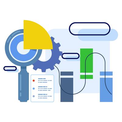 Data science and big data concept. Analysis. Folder with magnifying glass and pie charts. Infographic elements, Data Analysis for websites and mobile websites. modern flat illustration. File.