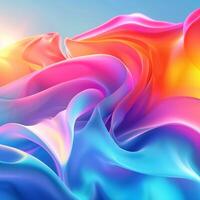 Vibrant silk waves gracefully dance in a spectrum of colors photo