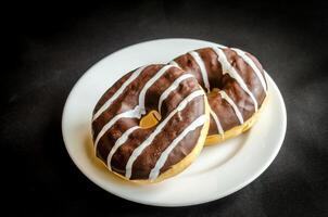 Chocolate donut closep photo