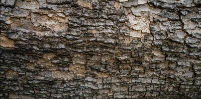 Close-up of tree bark texture background showcasing natural wood patterns and rough grainy surface, ideal for eco-friendly projects and nature-themed designs. Organic material and carbon neutrality. photo