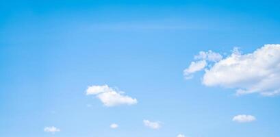 Beautiful blue sky and white cumulus clouds abstract background. Cloudscape background. Blue sky and fluffy white clouds on sunny days. Beautiful blue sky. World Ozone Day. Ozone layer. Summer sky. photo