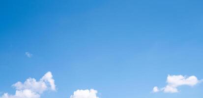 Beautiful blue sky and white cumulus clouds abstract background. Cloudscape background. Blue sky and fluffy white clouds on sunny days. Beautiful blue sky. World Ozone Day. Ozone layer. Summer sky. photo