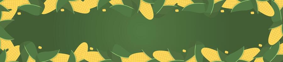 Frame corn banner. Vegetable border corn with copy space vector