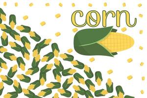 Frame corn banner. Vegetable border corn with copy space vector