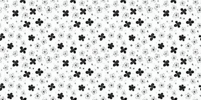 Black and white seamless pattern flowers vector