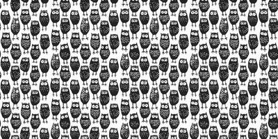 Black and white owls seamless pattern vector