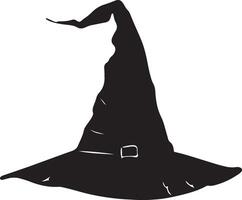 Halloween Witch Hat Silhouette Illustration White Background vector