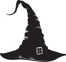 Halloween Witch Hat Silhouette Illustration White Background vector