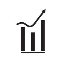 Slowly rising graph and bar graph icon. vector