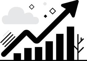 Growth graph Chart sign and symbol . Business growing diagram chart vector