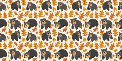 Atumn bears seamless pattern vector