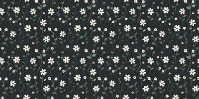 Spring Minimalistic flowers seamless pattern vector
