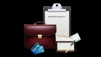 Start Business Animation business concept with a briefcase, clipboard, and business cards video
