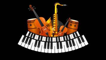 Music Elements Animation music instruments on a black background video