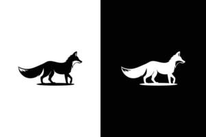 Fox silhouette. illustration isolated on black background. of fox design on white background. vector