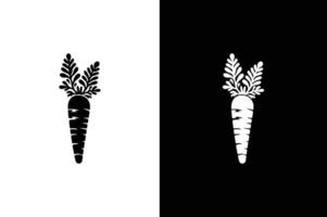 Carrot icon, vegetable and diet, graphics. Silhouette of carrot and black color on a white. vector