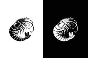 Prawn icon silhouette. Black, simple icon isolated on white black background vector