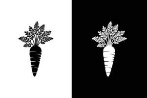 Carrot icon, vegetable and diet, graphics. Silhouette of carrot and black color on a white vector
