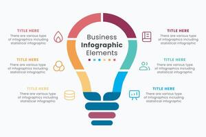 idea light bulb infographic template for growth diagram, graph, presentation, chart. Business startup idea lamp concept with 6 options vector