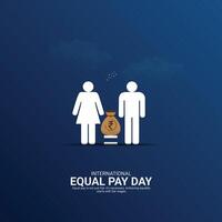 International Equal Pay Day Creative Ads. dollar and man isolated on Template for background. Equal Pay Poster design, , 3d, illustration, Sep 18. Important day, Holiday concept. vector