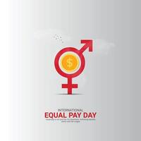 International Equal Pay Day Creative Ads. dollar and man isolated on Template for background. Equal Pay Poster design, , 3d, illustration, Sep 18. Important day, Holiday concept. vector